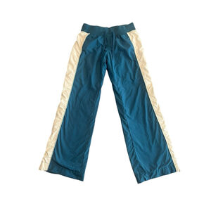 Old Navy Track Pants Girls M 12-14 Teal White Stripe Fabric Lined Draw String